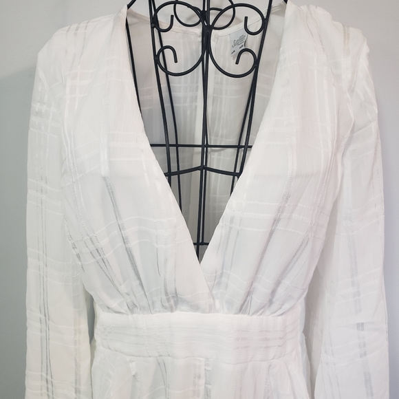 Selfie Leslie white bridal/Bachelorette party ruffled tie waist Romper - Picture 2 of 10